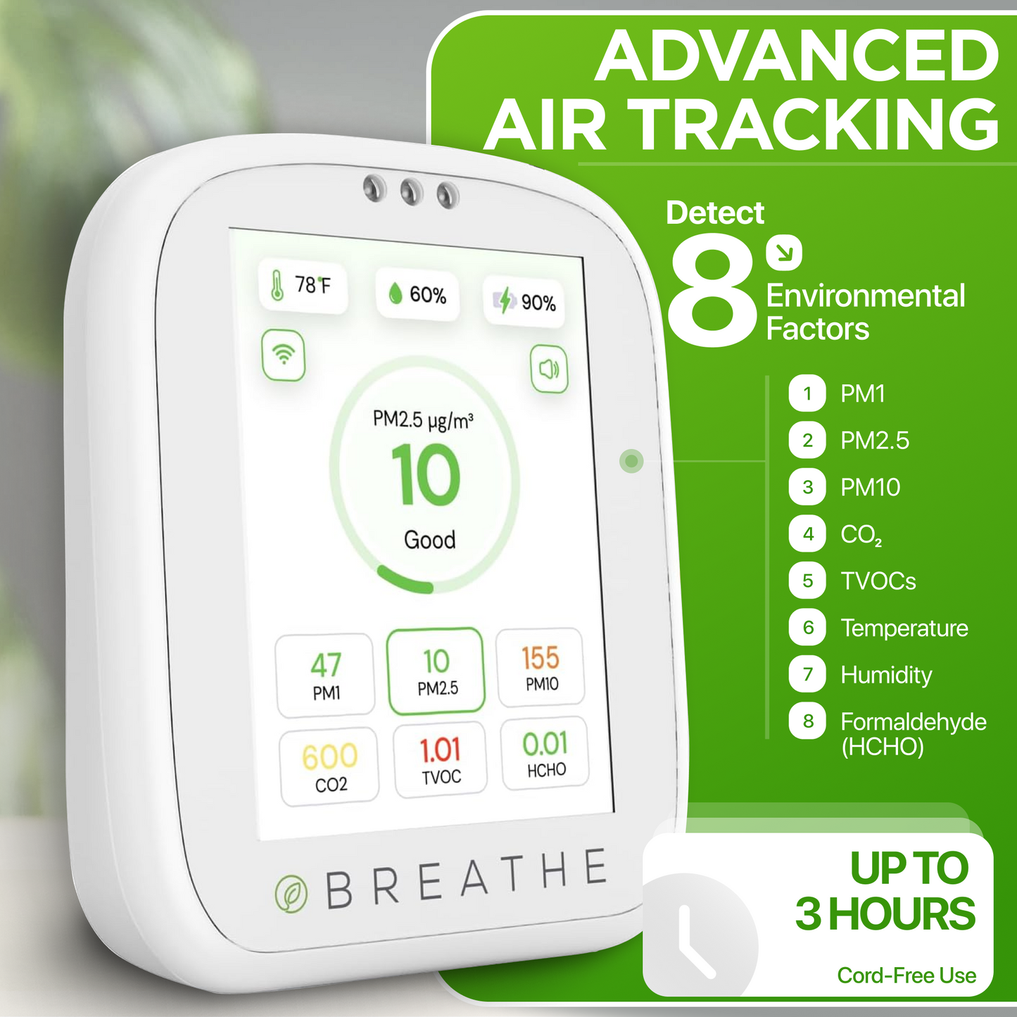 BREATHE Airmonitor Plus Smart Air Quality Monitor