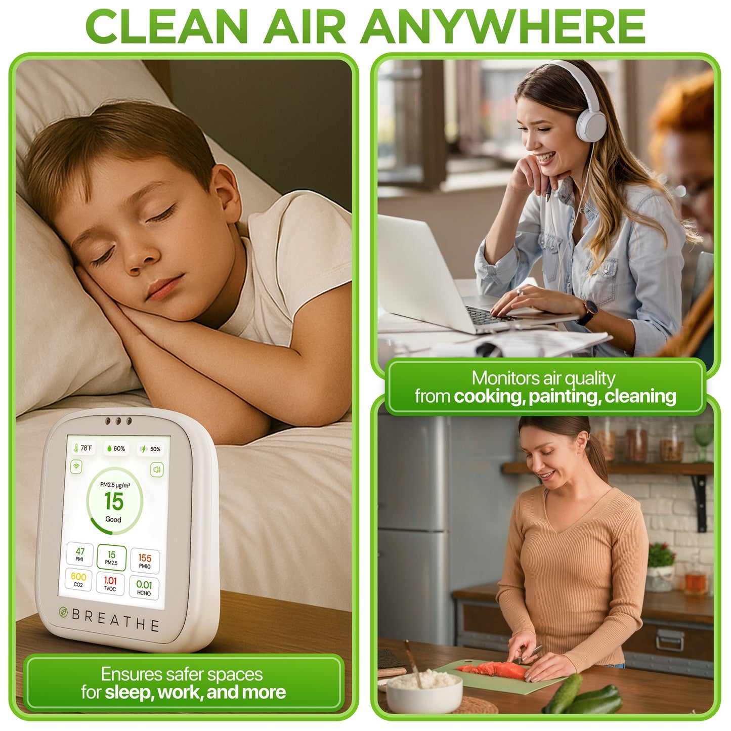 BREATHE Airmonitor Plus Smart Air Quality Monitor