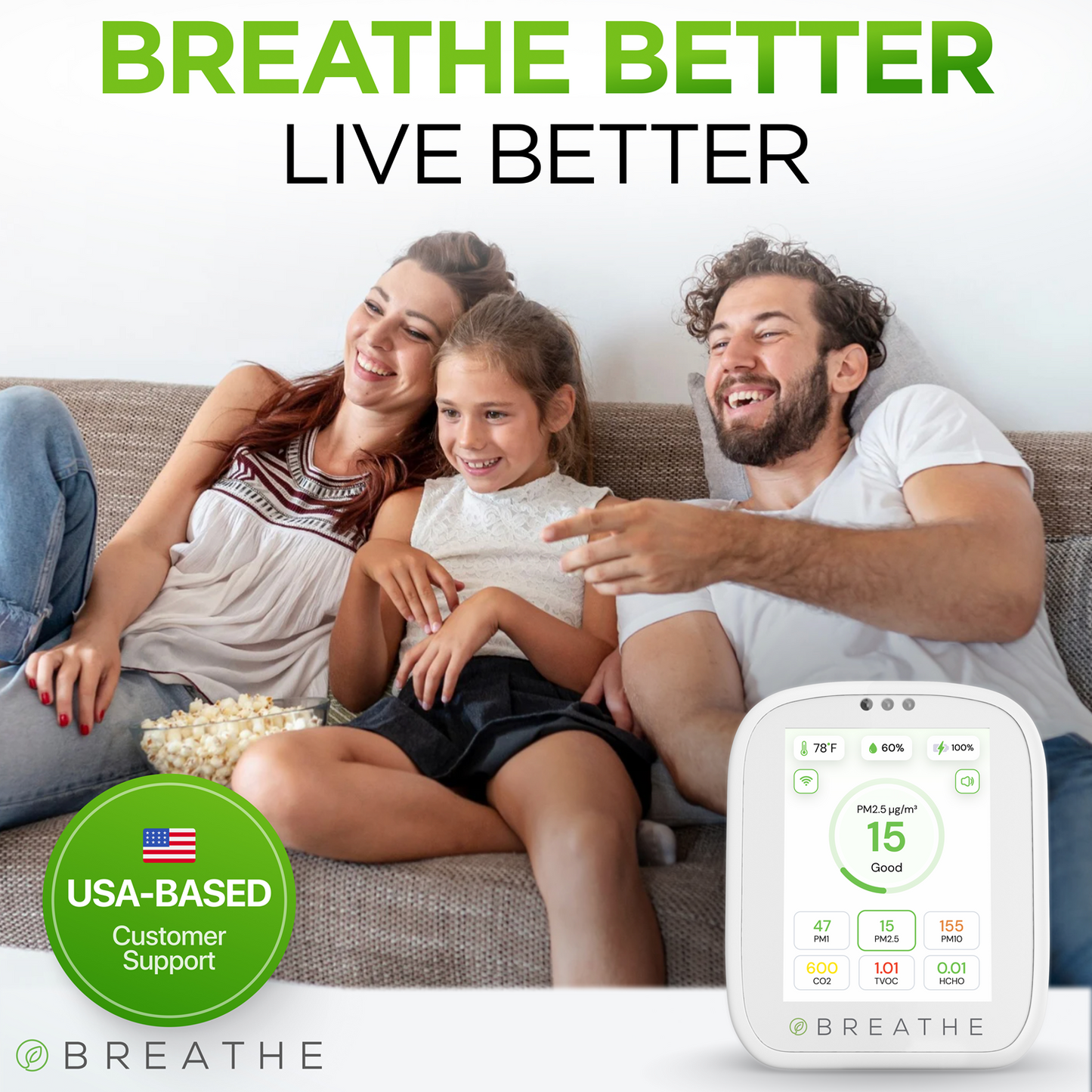 BREATHE Airmonitor Plus Smart Air Quality Monitor